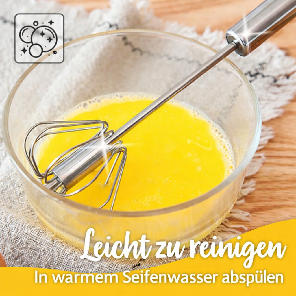 Rabatt – Halbautomatischer Schneebesen aus Edelstahl für einfaches Rühren und Aufschlagen