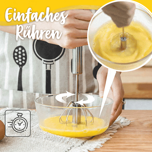 Rabatt – Halbautomatischer Schneebesen aus Edelstahl für einfaches Rühren und Aufschlagen